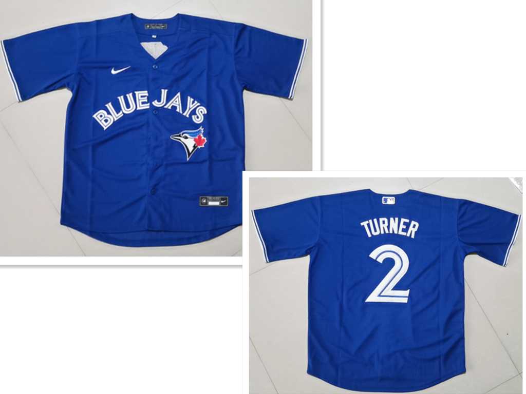 Men%27s Toronto Blue Jays #2 Justin Turner Blue Cool Base Stitched Jersey
